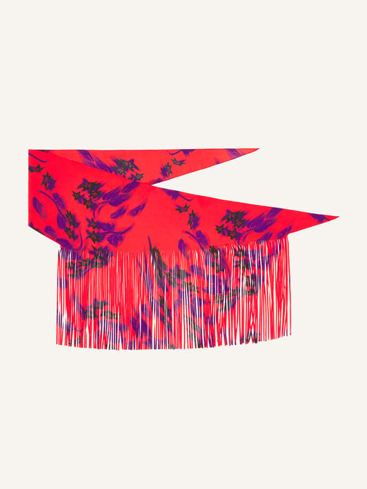 SCARF WITH FRINGES SHADOW DAISY Lanvin SCARF WITH FRINGES SHADOW DAISY Red AWSAPSC91LHDH26