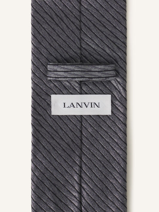 Lanvin CRAVATE RAYÉE CHEVRON EN SOIE Gris AMSACCV21SCHH25