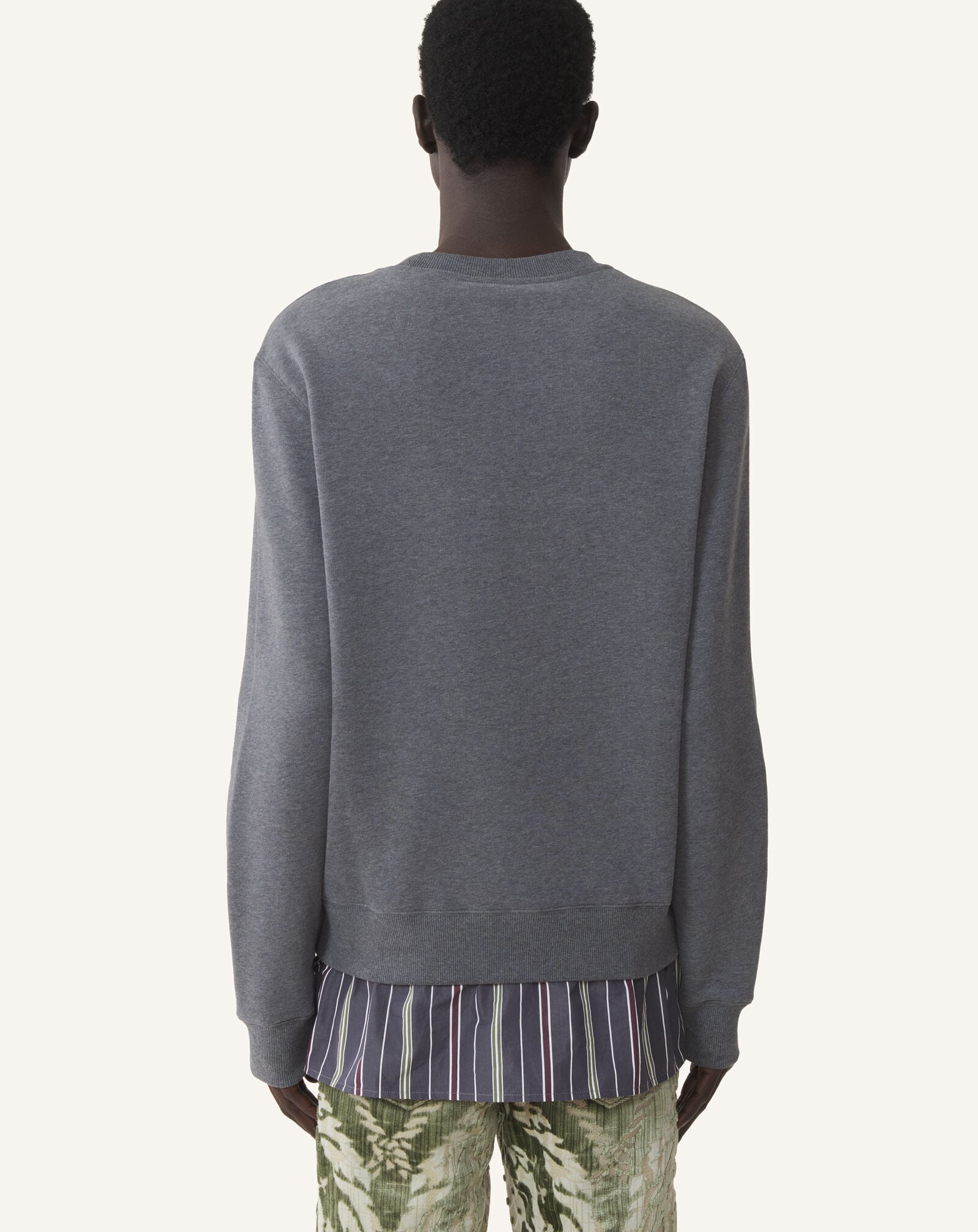 Lanvin SWEATSHIRT SUPERPOSÉ EN COTON ET CACHEMIRE Charbon RMSS0101F013A26