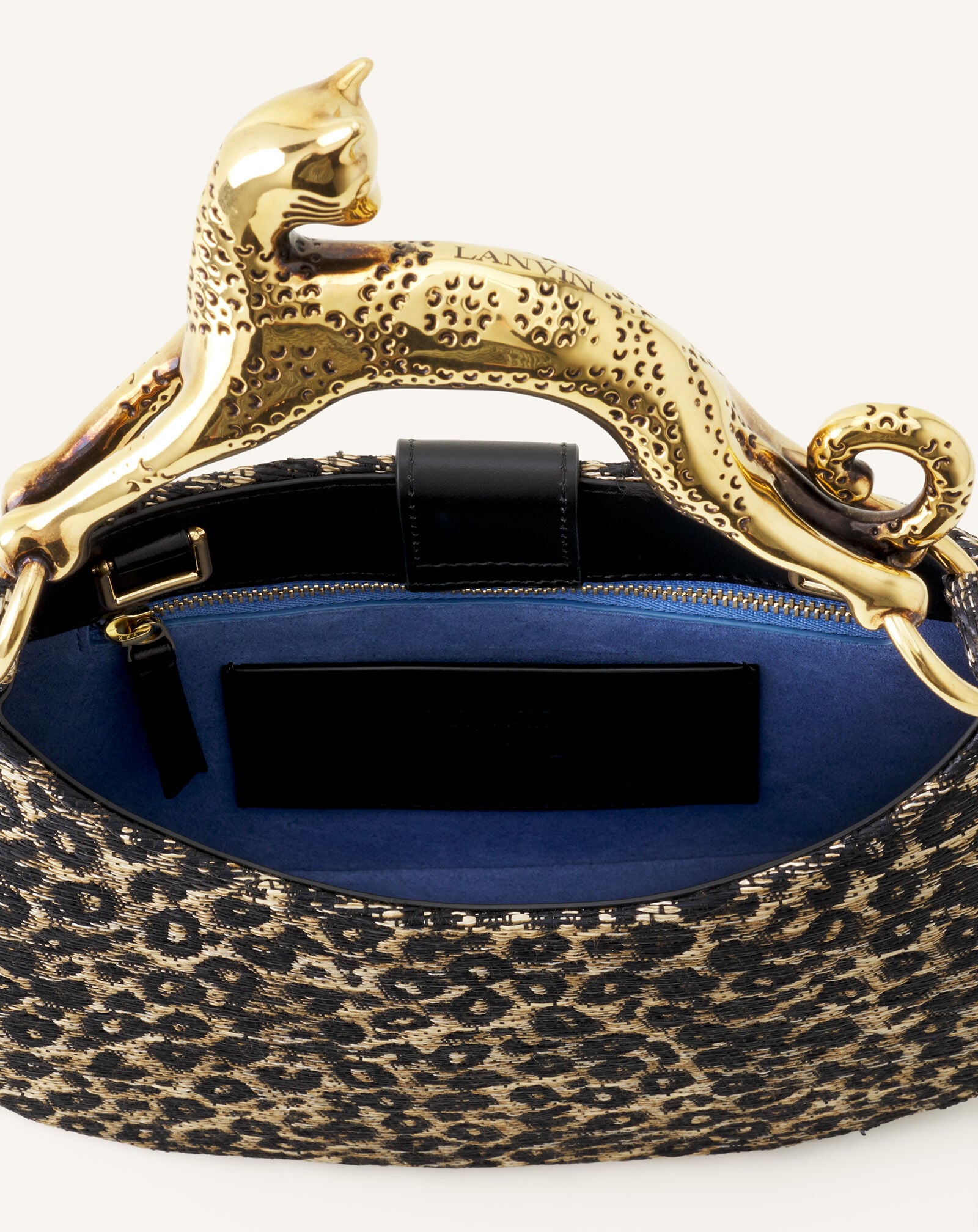 HOBO CAT BAG IN RAFFIA LEOPARD PRINT Lanvin HOBO CAT BAG IN RAFFIA LEOPARD PRINT Beige/Black LWBGSHC1RALEP26