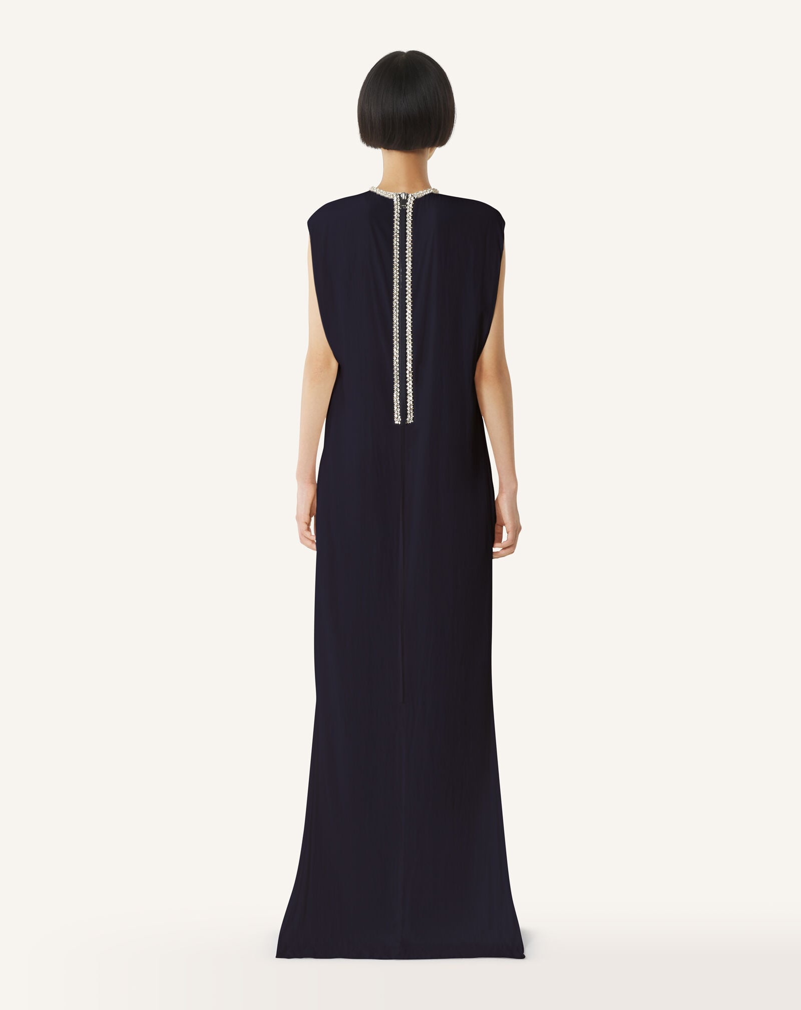 BESTICKTES KLEID AUS CHARMEUSE Lanvin BESTICKTES KLEID AUS CHARMEUSE Marineblau RWDR90294778P26