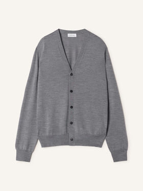 Lanvin CARDIGAN CLASSIQUE EN LAINE MÉRINOS Cendre RMCA0005K099A26