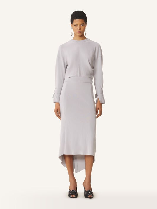 LANGES KLEID AUS SEIDE MIT SCHLEIFE AM RÜCKEN Lanvin LANGES KLEID AUS SEIDE MIT SCHLEIFE AM RÜCKEN Gips RWDR0067K107E26