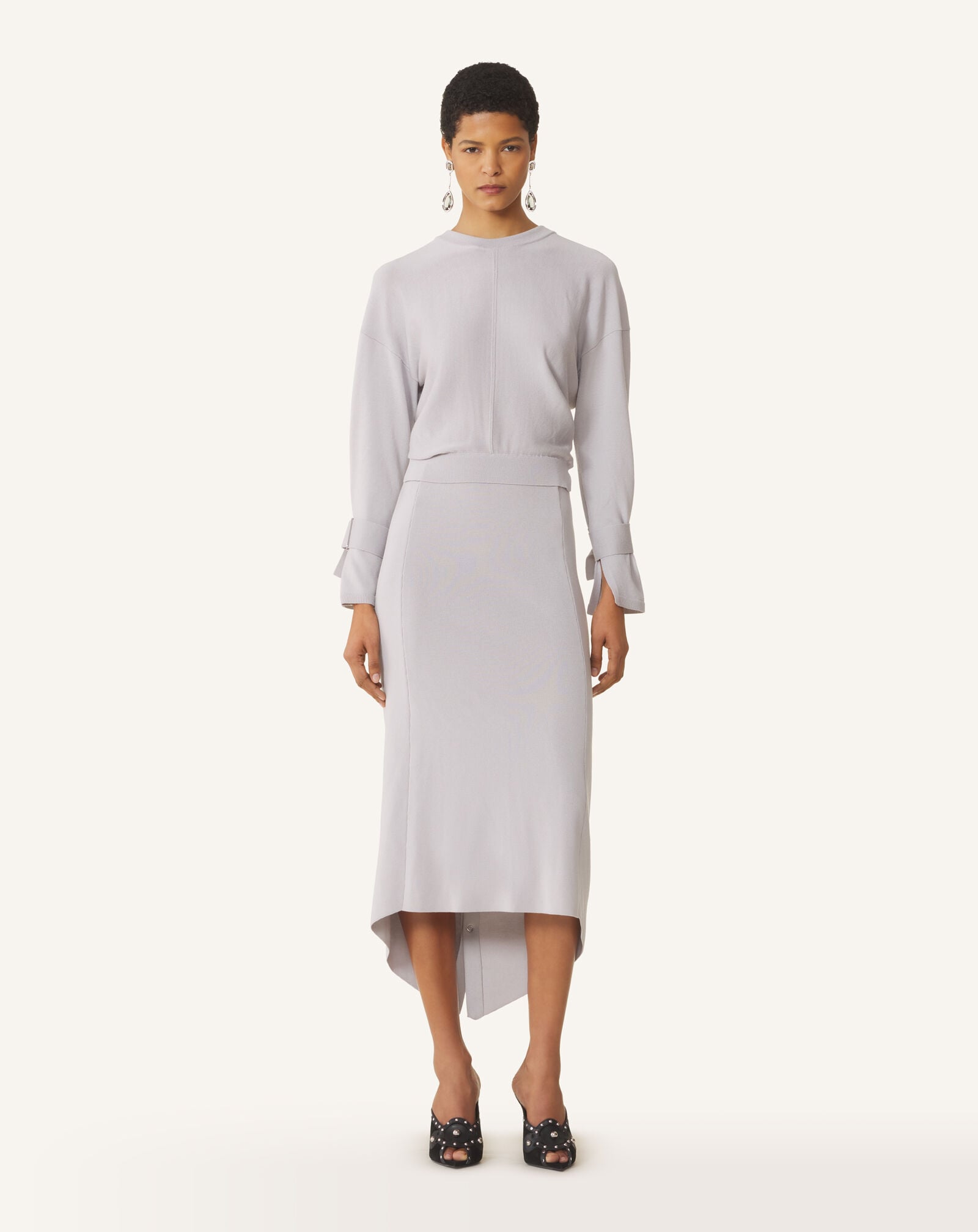 ROBE LONGUE DOS NOUÉ EN SOIE Lanvin ROBE LONGUE DOS NOUÉ EN SOIE Platre RWDR0067K107E26
