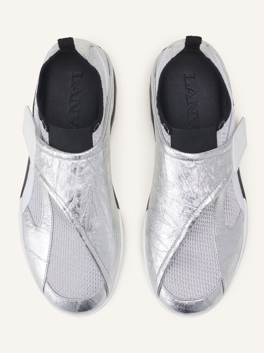 Lanvin SNEAKER LNV1 AUS ZERKNITTERTEM METALLIC-LEDER Schwarz/Silber FUSKDK0IKNMCE26