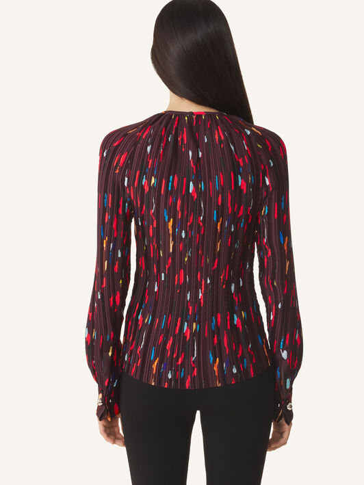 PRINTED CHARMEUSE PLEATED TOP Lanvin PRINTED CHARMEUSE PLEATED TOP Garnet RWTO00066440A26