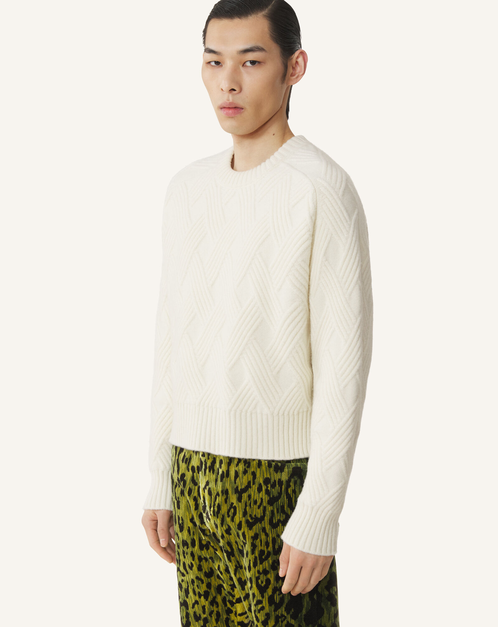 PULLOVER AUS GEZOPFTER WOLLE Lanvin PULLOVER AUS GEZOPFTER WOLLE Wolkengrau RMPO0009K066A26
