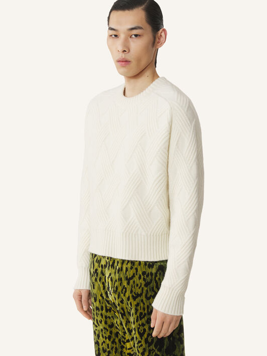 PULLOVER AUS GEZOPFTER WOLLE Lanvin PULLOVER AUS GEZOPFTER WOLLE Wolkengrau RMPO0009K066A26