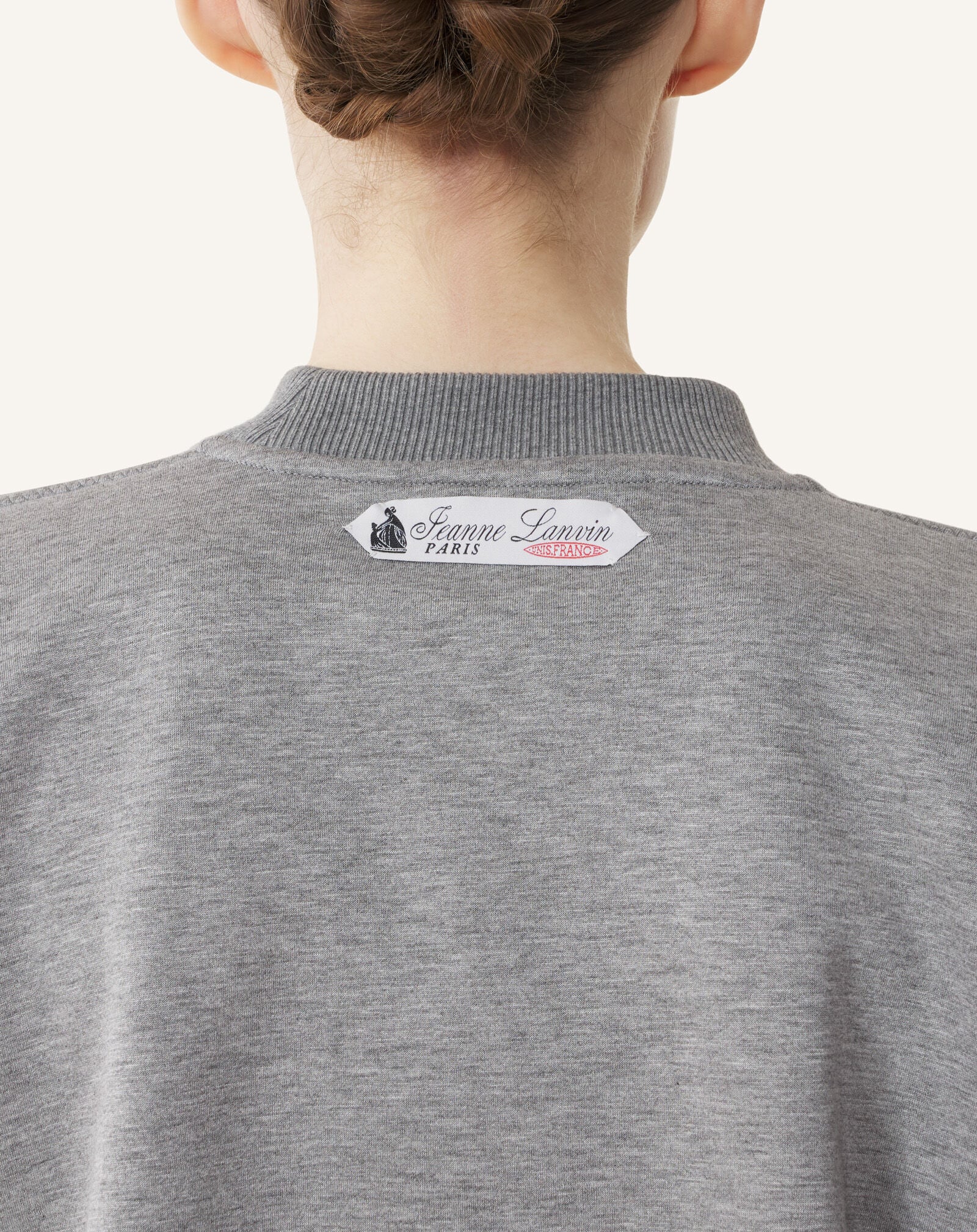 SWEATSHIRT CEINTURÉ EN JERSEY DOUBLE FACE Lanvin SWEATSHIRT CEINTURÉ EN JERSEY DOUBLE FACE Gris Clair/Noir RWSS0007J056A26