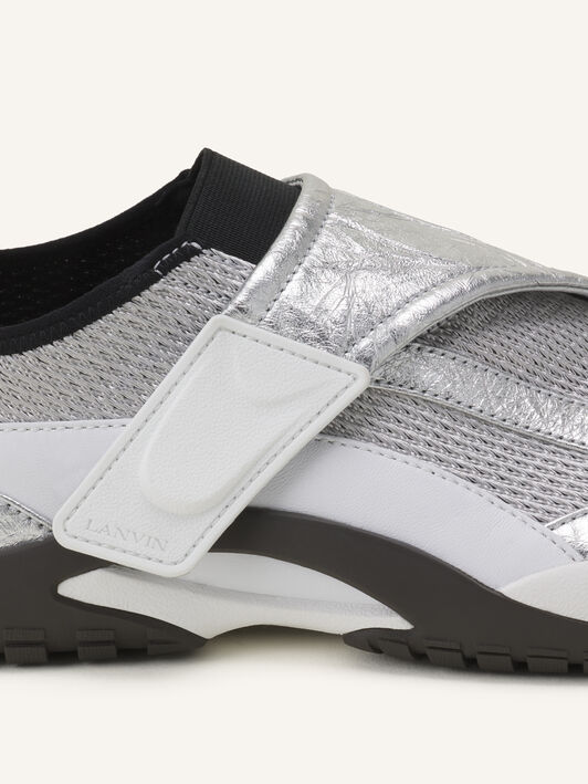 Lanvin SNEAKER LNV1 AUS ZERKNITTERTEM METALLIC-LEDER Schwarz/Silber FUSKDK0IKNMCE26