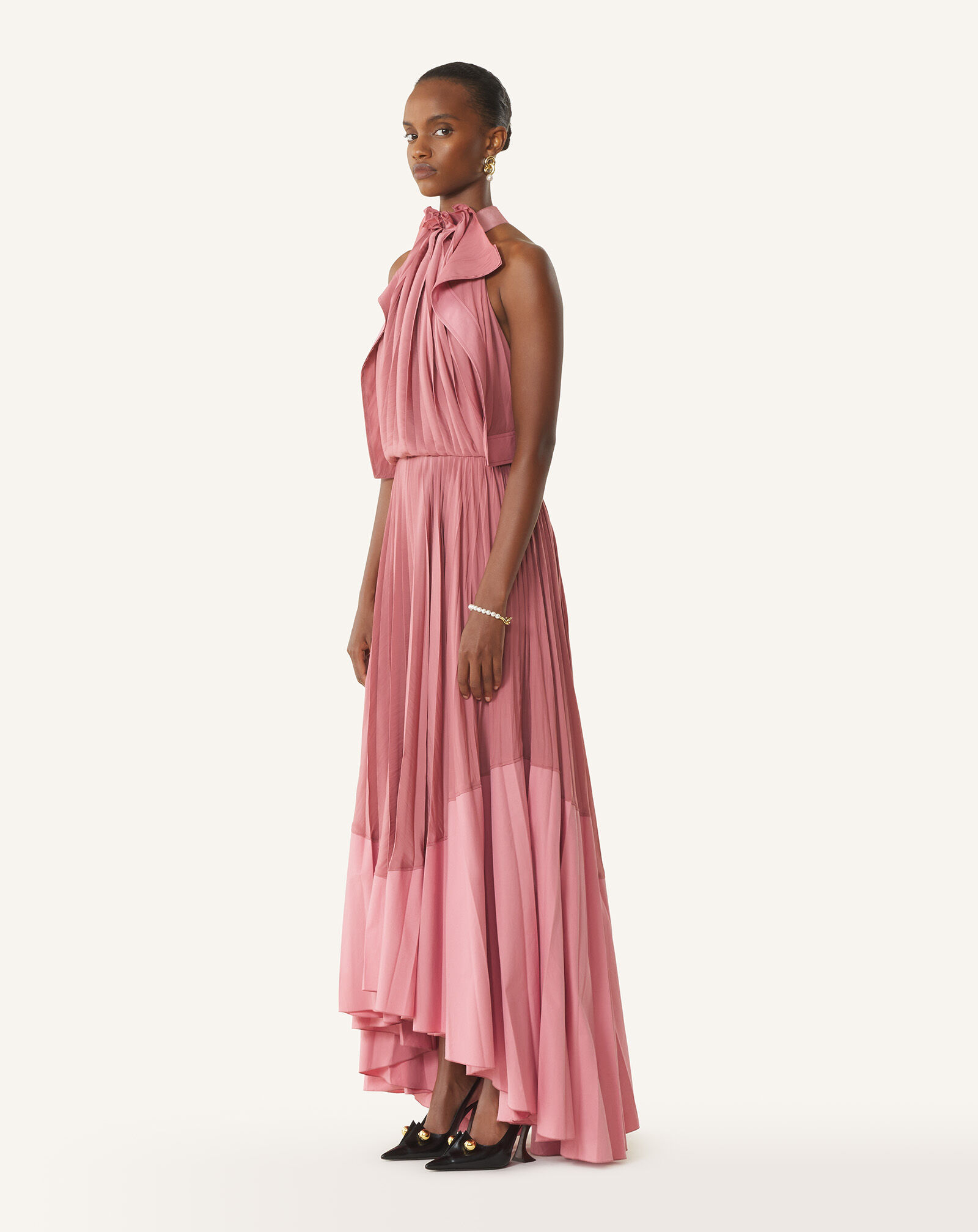 ROBE PLISSÉE EN CHARMEUSE ET COTON Lanvin ROBE PLISSÉE EN CHARMEUSE ET COTON Vieux rose RWDR00274778P26