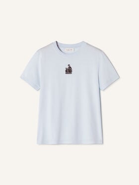 Lanvin T-SHIRT MOTHER AND CHILD AUS BESTICKTEM BAUMWOLLJERSEY Himmelblau RWTS0030J320E26
