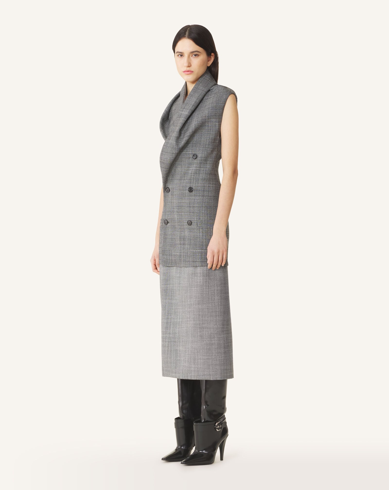 SLEEVELESS TAILORED DRESS Lanvin SLEEVELESS TAILORED DRESS Black/White RWDR00646463H26