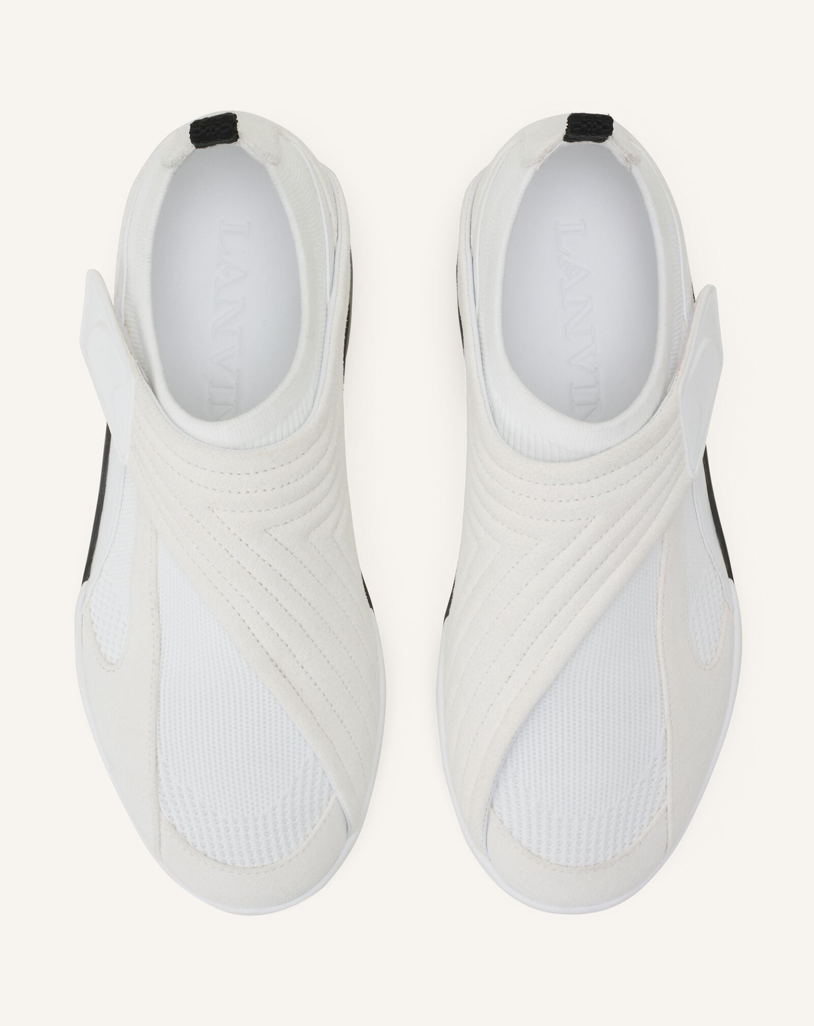 Lanvin SNEAKER LNV1 EN SUEDE TRICOTE Blanc/Noir FUSKDK0IKNSUE26