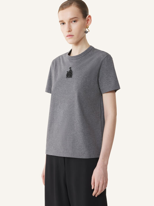 Lanvin EMBROIDERED "M&D" LOGO T-SHIRT Dark Grey Melange RWTS0030J060A26