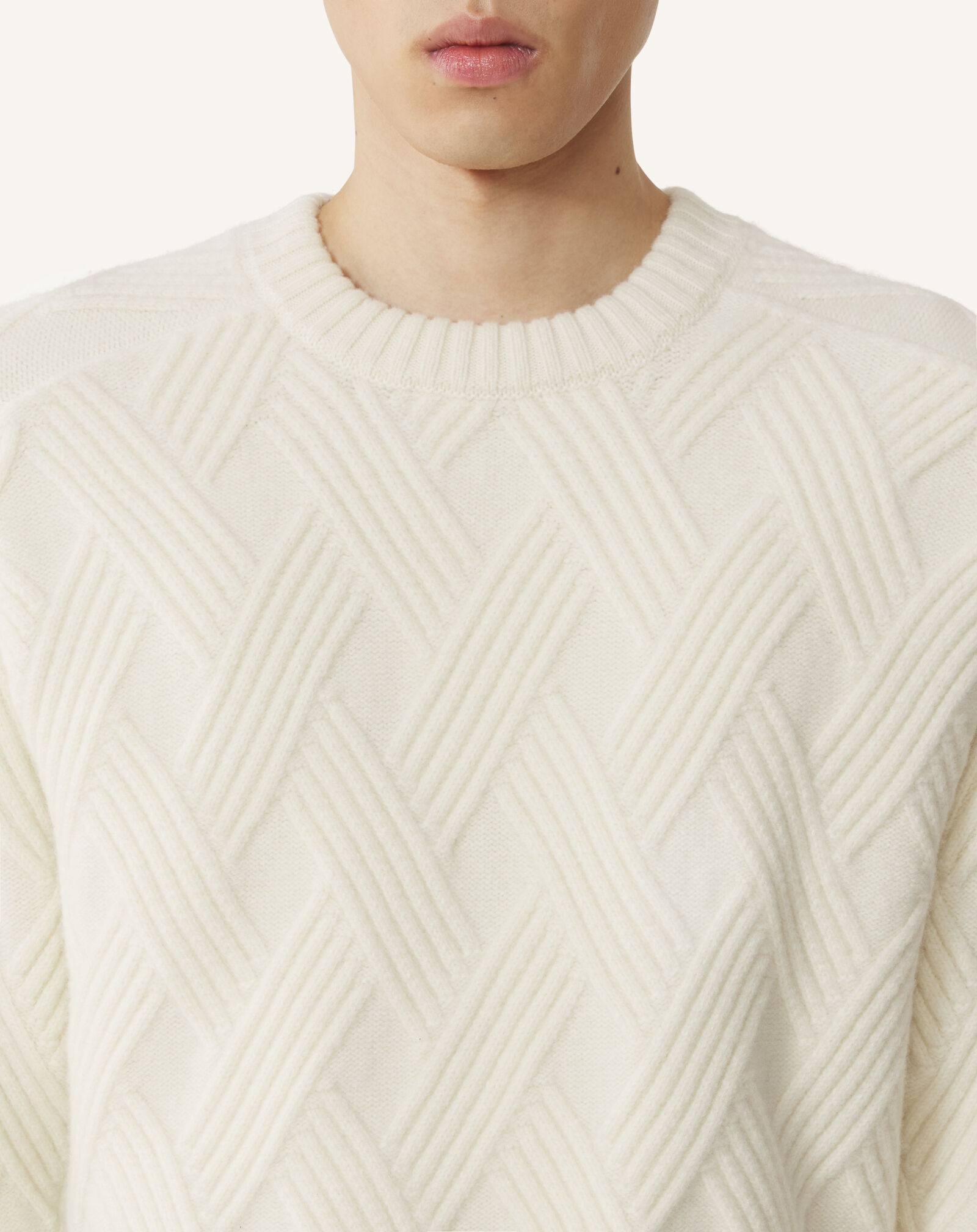PULLOVER AUS GEZOPFTER WOLLE Lanvin PULLOVER AUS GEZOPFTER WOLLE Wolkengrau RMPO0009K066A26