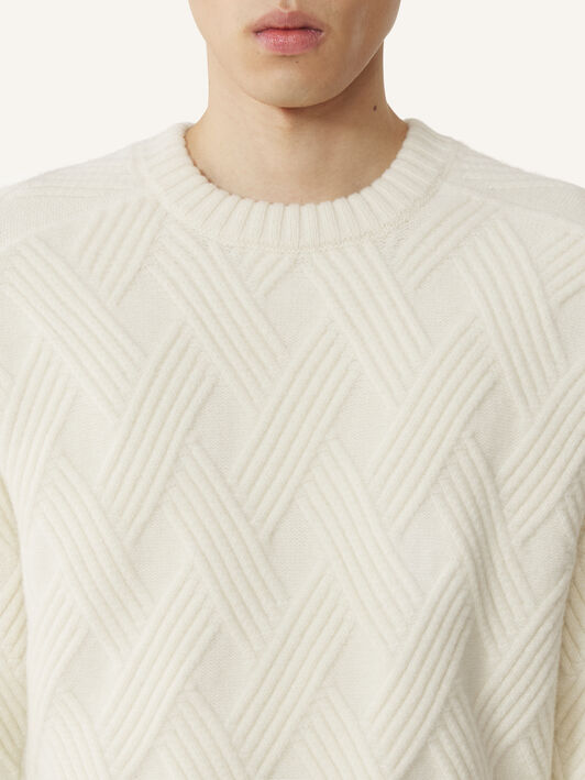 PULLOVER AUS GEZOPFTER WOLLE Lanvin PULLOVER AUS GEZOPFTER WOLLE Wolkengrau RMPO0009K066A26