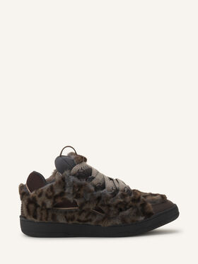 Lanvin SNEAKER CURB AUS KUNSTFELL Grau/Dunkelbraun FUSKDK12FAFUA26