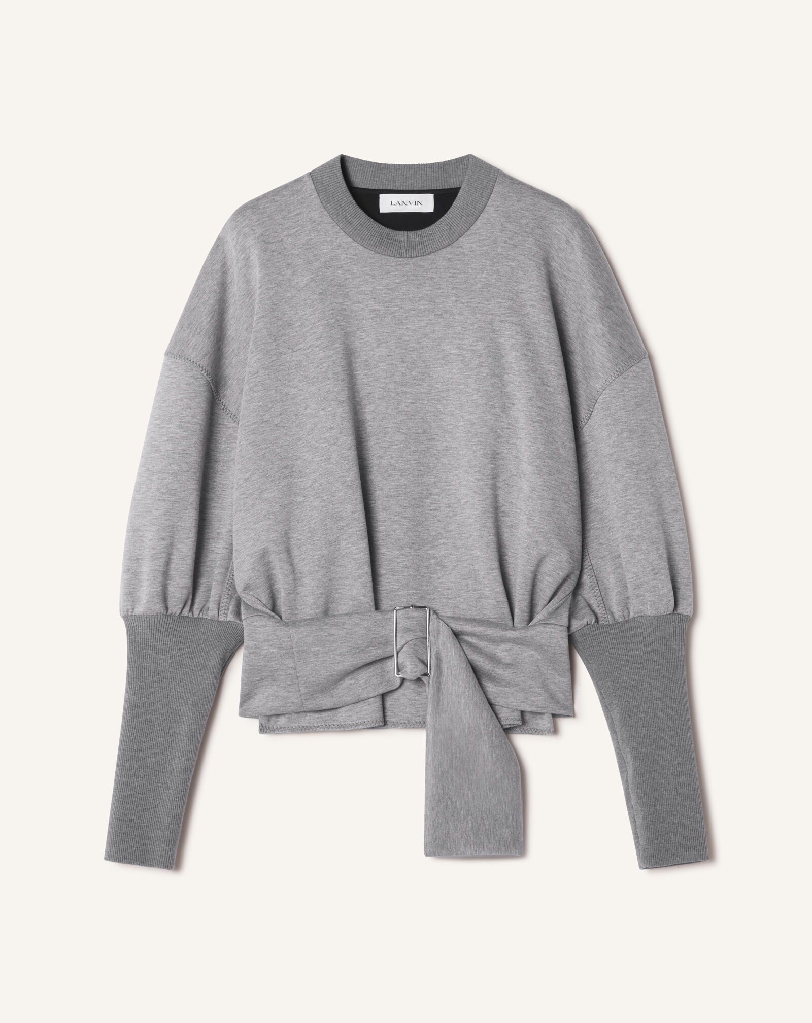 SWEAT CEINTURÉ EN JERSEY DOUBLE FACE Lanvin SWEAT CEINTURÉ EN JERSEY DOUBLE FACE Gris clair/Noir RWSS0007J056A26