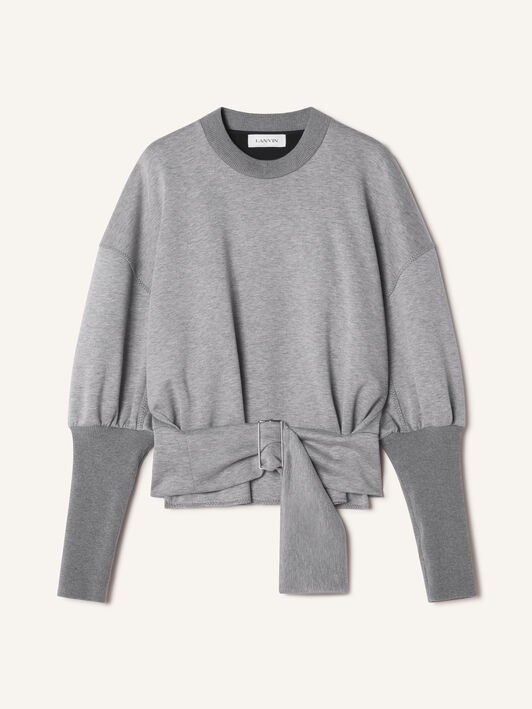 SWEAT CEINTURÉ EN JERSEY DOUBLE FACE Lanvin SWEAT CEINTURÉ EN JERSEY DOUBLE FACE Gris clair/Noir RWSS0007J056A26