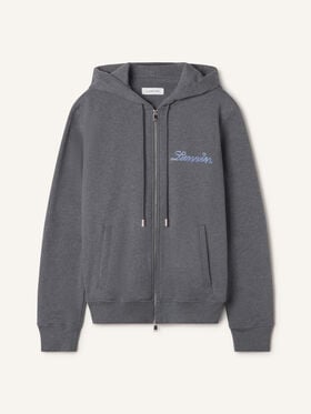 Lanvin FELPA CON CAPPUCCIO E ZIP LANVIN RIBBON IN COTONE E CASHMERE Antracite RMHO0007F013A26