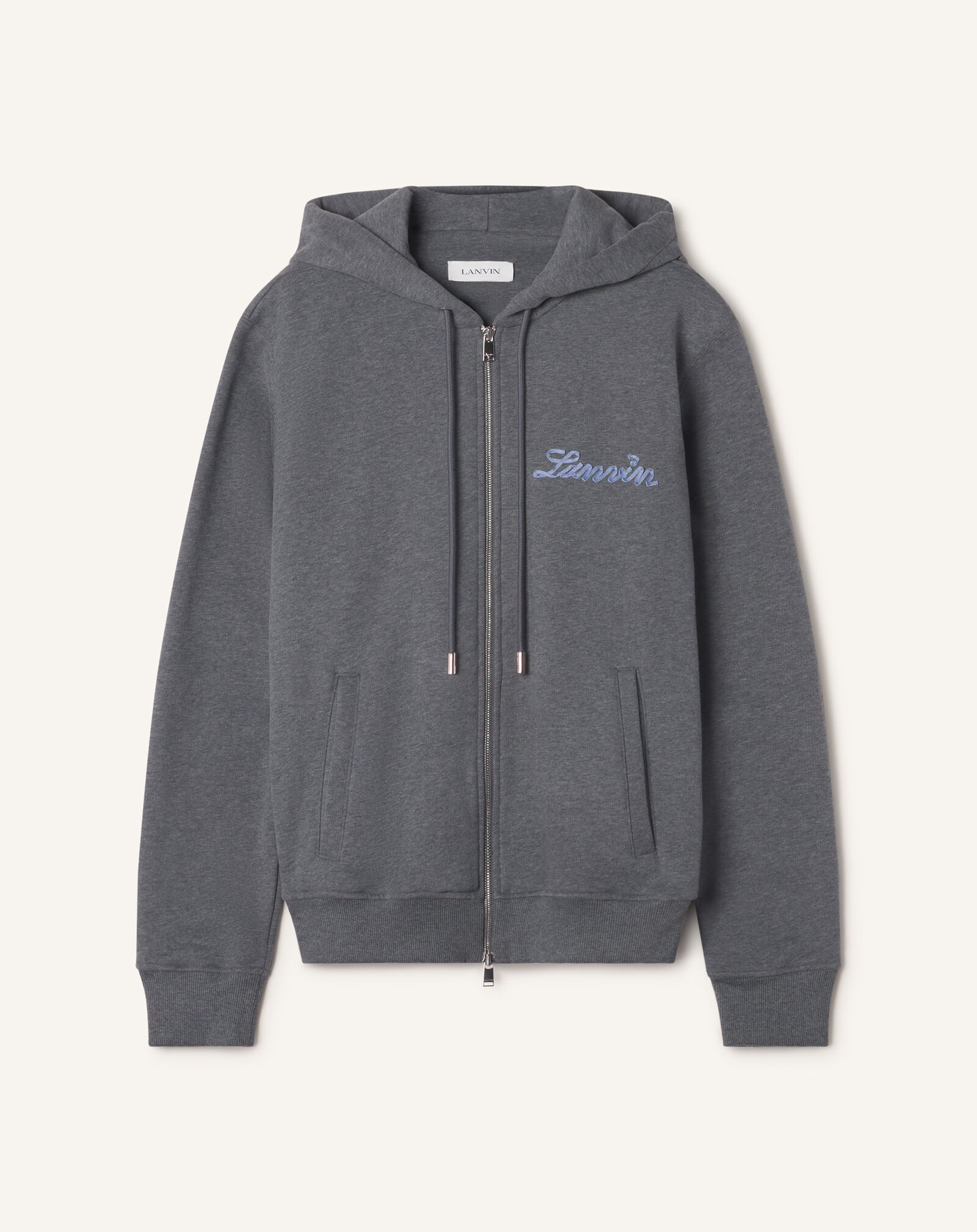 FELPA CON CAPPUCCIO E ZIP LANVIN RIBBON IN COTONE E CASHMERE Lanvin FELPA CON CAPPUCCIO E ZIP LANVIN RIBBON IN COTONE E CASHMERE Antracite RMHO0007F013A26