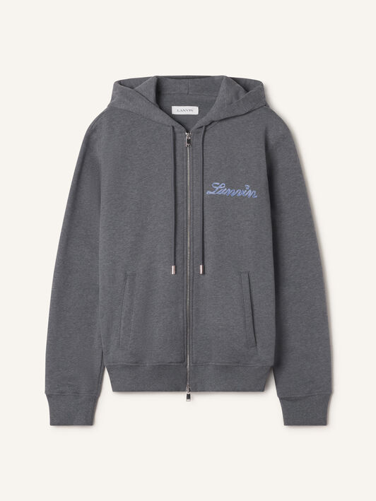FELPA CON CAPPUCCIO E ZIP LANVIN RIBBON IN COTONE E CASHMERE Lanvin FELPA CON CAPPUCCIO E ZIP LANVIN RIBBON IN COTONE E CASHMERE Antracite RMHO0007F013A26