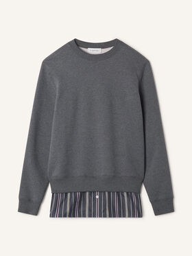 Lanvin SWEATSHIRT SUPERPOSÉ EN COTON ET CACHEMIRE Charbon RMSS0101F013A26