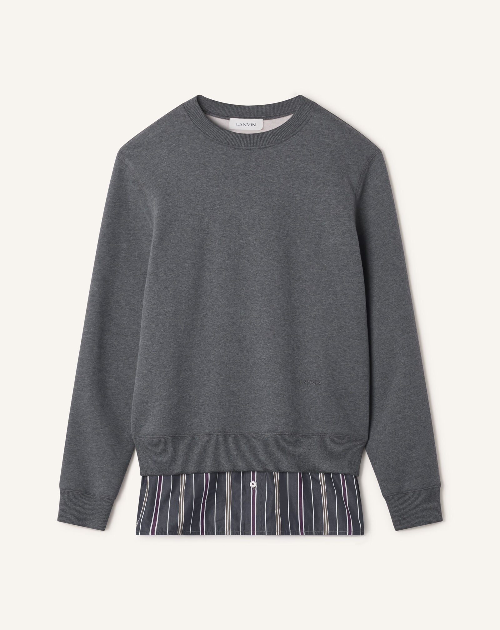 Lanvin SWEATSHIRT SUPERPOSÉ EN COTON ET CACHEMIRE Charbon RMSS0101F013A26
