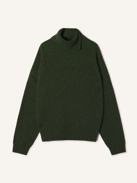 Lanvin MAGLIONE CON COLLO A BOTTONI IN CASHMERE Verde Scuro RMPO0022K119A26