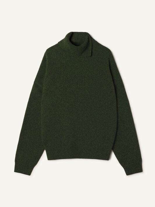 PULLOVER MIT KNOPFKRAGEN AUS KASCHMIR Lanvin PULLOVER MIT KNOPFKRAGEN AUS KASCHMIR Dunkelgrün RMPO0022K119A26