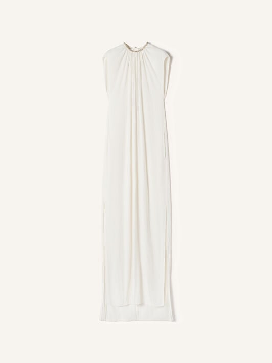 BESTICKTES KLEID AUS CHARMEUSE Lanvin BESTICKTES KLEID AUS CHARMEUSE Gebrochenes Weiß RWDR90294778P26