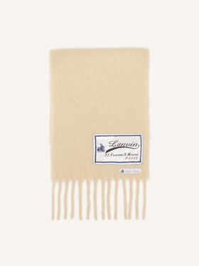 FRINGED WOOL SCARF WITH 22 FAUBOURG LABEL Lanvin FRINGED WOOL SCARF WITH 22 FAUBOURG LABEL Cream AMSARSC31VETP26