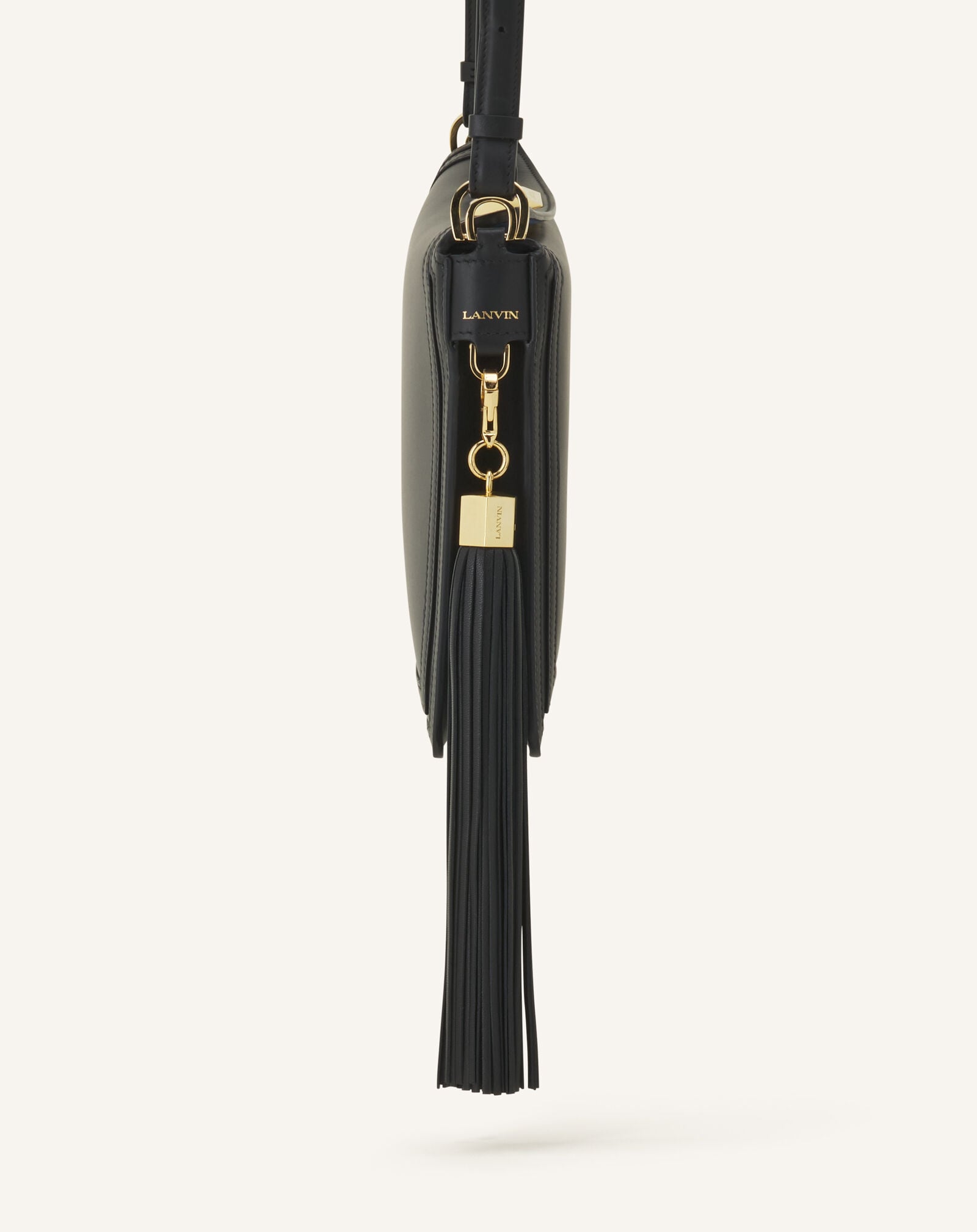 TASCHENANHÄNGER MIT POMPON AUS LEDER Lanvin TASCHENANHÄNGER MIT POMPON AUS LEDER Schwarz LWSLJYP2NAPAE26