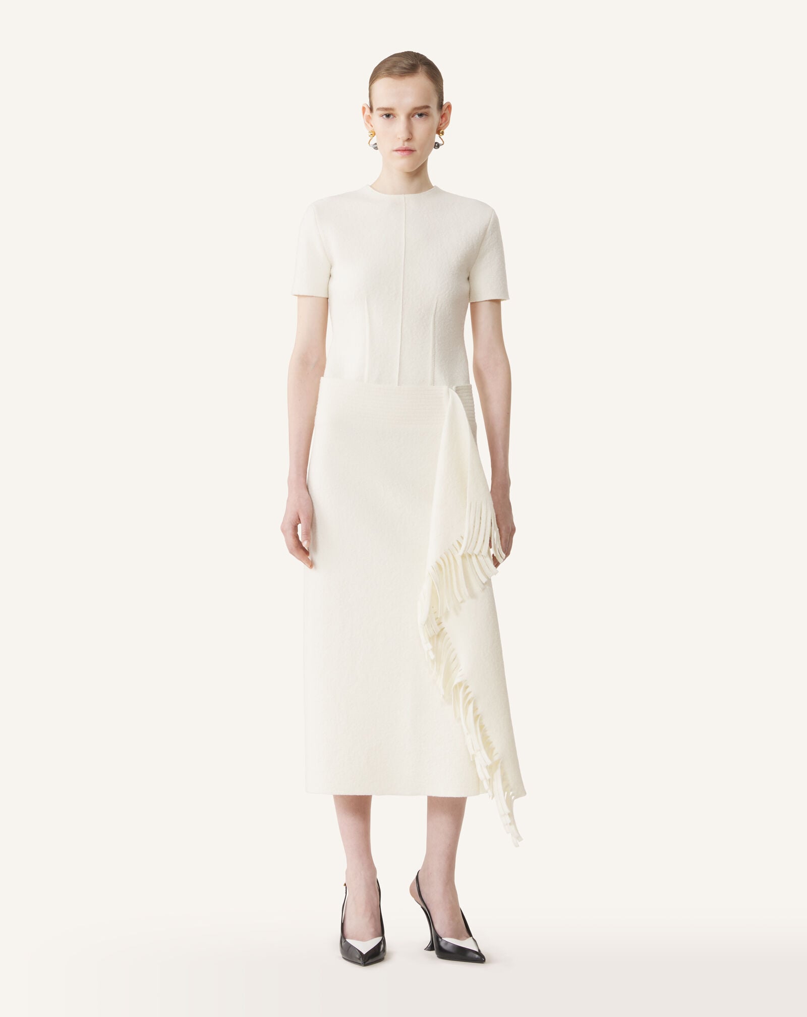 FRINGES DRAPED MIDI SKIRT Lanvin FRINGES DRAPED MIDI SKIRT Moon RWST0001K125A26