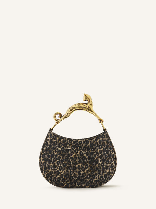 SAC HOBO CAT EN RAPHIA IMPRIMÉ LÉOPARD Lanvin SAC HOBO CAT EN RAPHIA IMPRIMÉ LÉOPARD Beige/Noir LWBGSHC1RALEP26