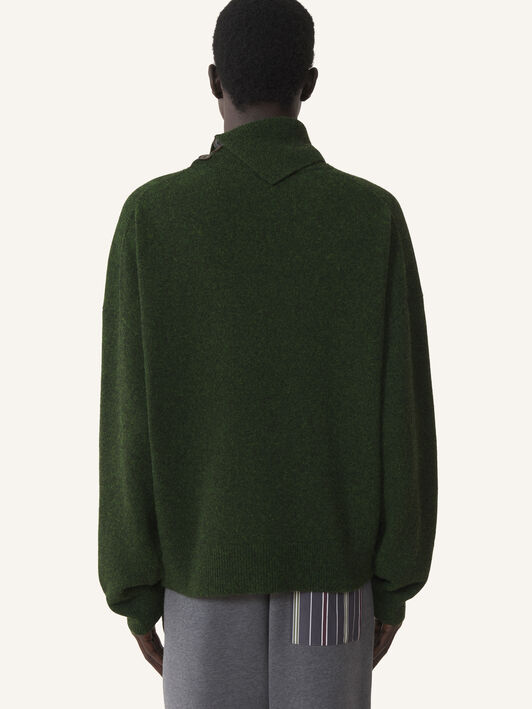 PULLOVER MIT KNOPFKRAGEN AUS KASCHMIR Lanvin PULLOVER MIT KNOPFKRAGEN AUS KASCHMIR Dunkelgrün RMPO0022K119A26