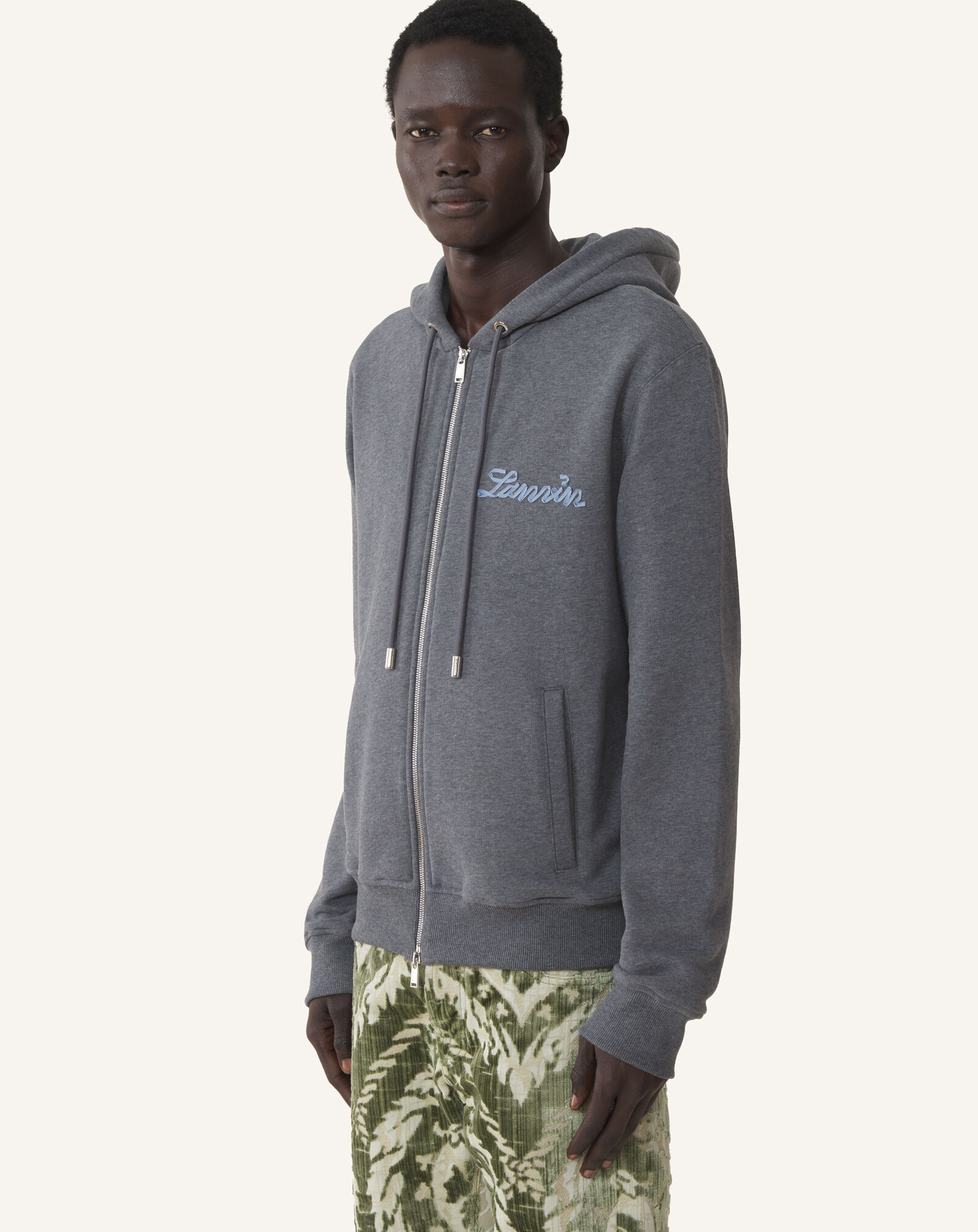 FELPA CON CAPPUCCIO E ZIP LANVIN RIBBON IN COTONE E CASHMERE Lanvin FELPA CON CAPPUCCIO E ZIP LANVIN RIBBON IN COTONE E CASHMERE Antracite RMHO0007F013A26