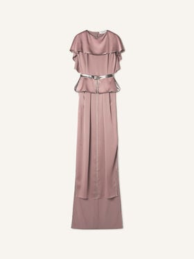 Lanvin ROBE LONGUE À BASQUE EN SATIN Vieux Rose RWDR00346390A26