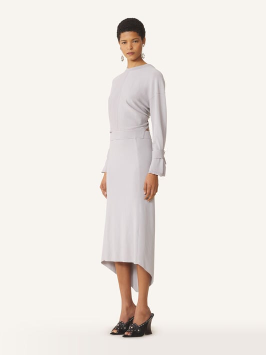 LANGES KLEID AUS SEIDE MIT SCHLEIFE AM RÜCKEN Lanvin LANGES KLEID AUS SEIDE MIT SCHLEIFE AM RÜCKEN Gips RWDR0067K107E26