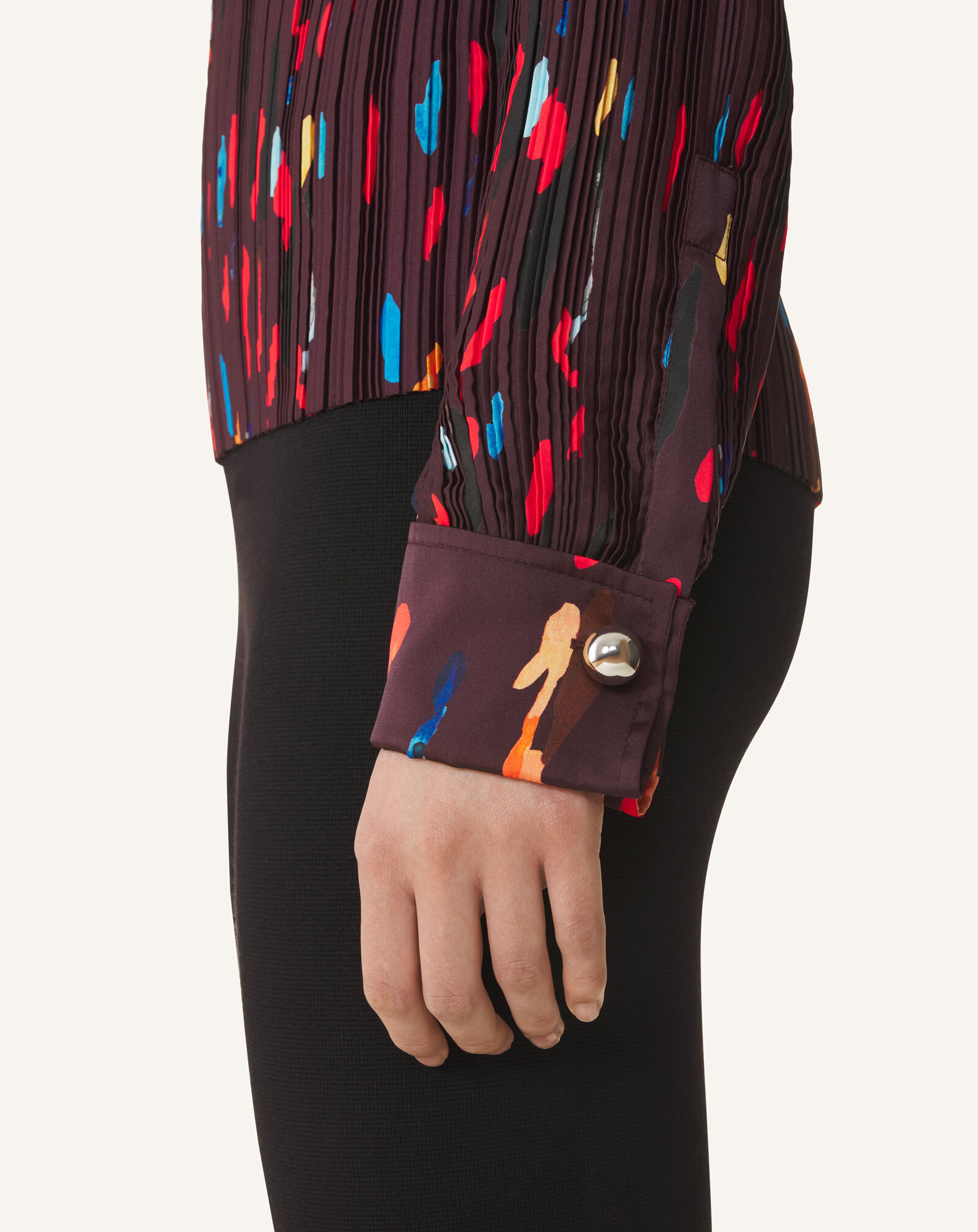 PRINTED CHARMEUSE PLEATED TOP Lanvin PRINTED CHARMEUSE PLEATED TOP Garnet RWTO00066440A26