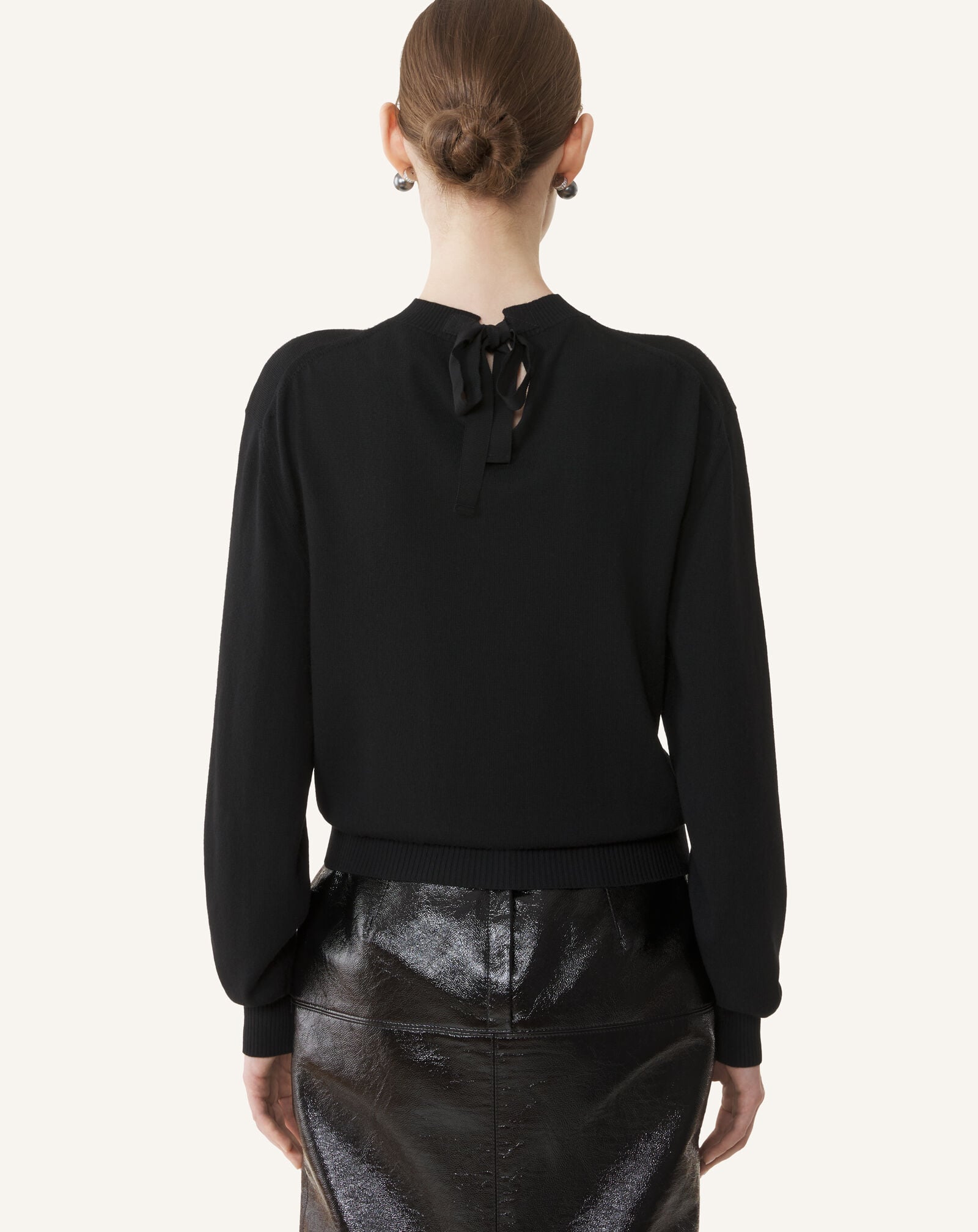 PULL DÉTAIL GROS GRAIN EN MÉRINOS Lanvin PULL DÉTAIL GROS GRAIN EN MÉRINOS Noir RWPO0010K101A26