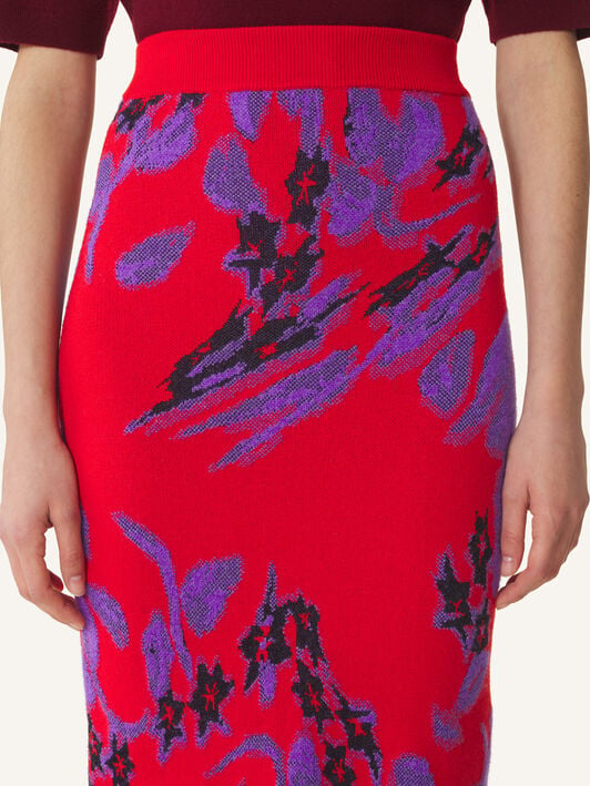 JACQUARD MIDI SKIRT Lanvin JACQUARD MIDI SKIRT Red/Purple RWST0064K131H26