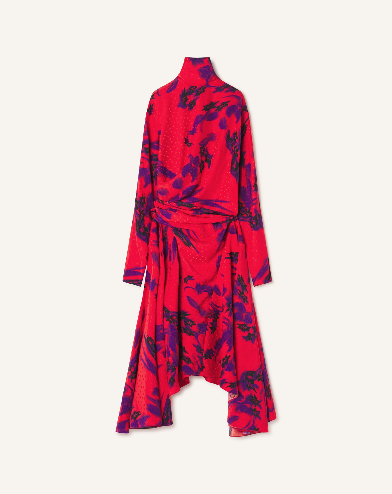 Lanvin JACQUARD DRAPED MIDI DRESS Red/Purple RWDR00776502H26