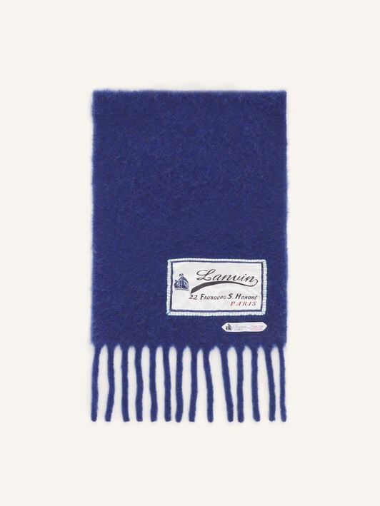 ÉCHARPE EN LAINE À FRANGES AVEC ÉTIQUETTE 22 FAUBOURG Lanvin ÉCHARPE EN LAINE À FRANGES AVEC ÉTIQUETTE 22 FAUBOURG Saphir AMSARSC31VETP26