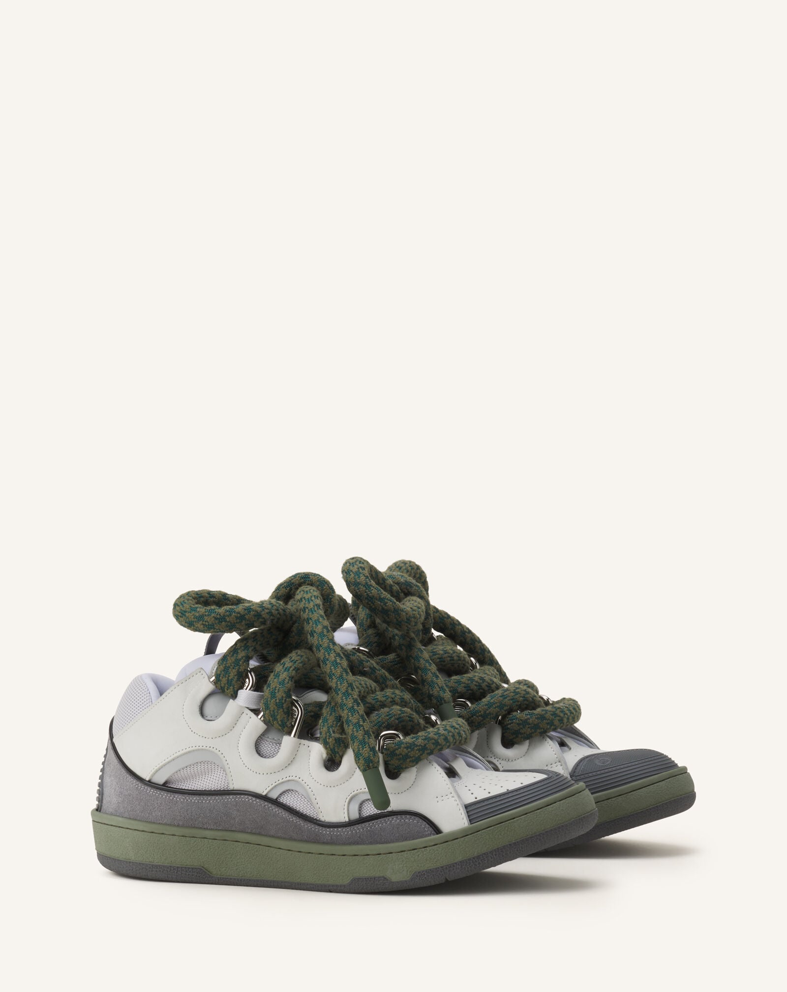 SNEAKERS CURB SNAKE EN CUIR Lanvin SNEAKERS CURB SNAKE EN CUIR Gris Clair/Vert FUSKDK12DRCOH25