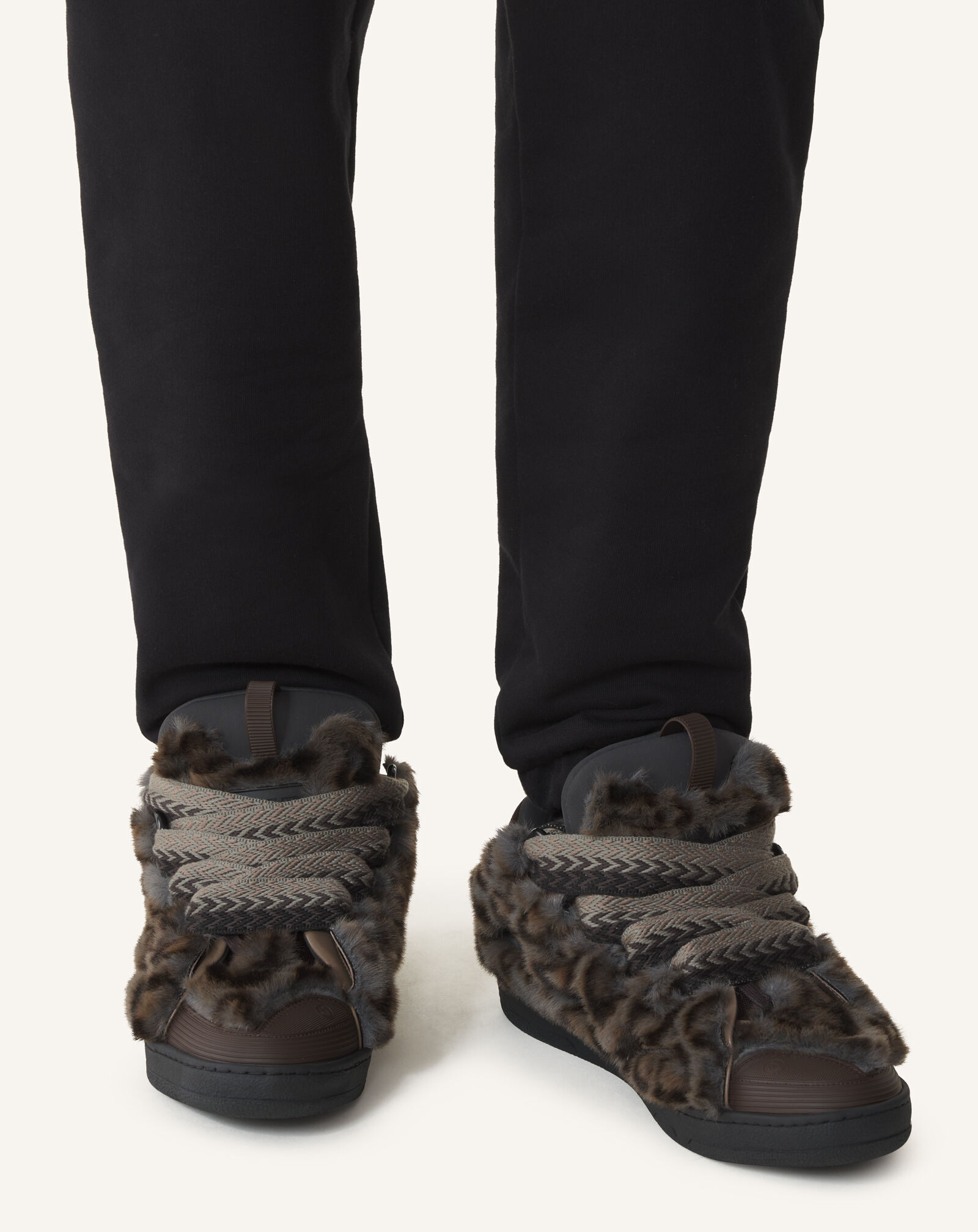 CURB SNEAKERS IN FAUX FUR Lanvin CURB SNEAKERS IN FAUX FUR Grey/Dark Brown FUSKDK12FAFUA26