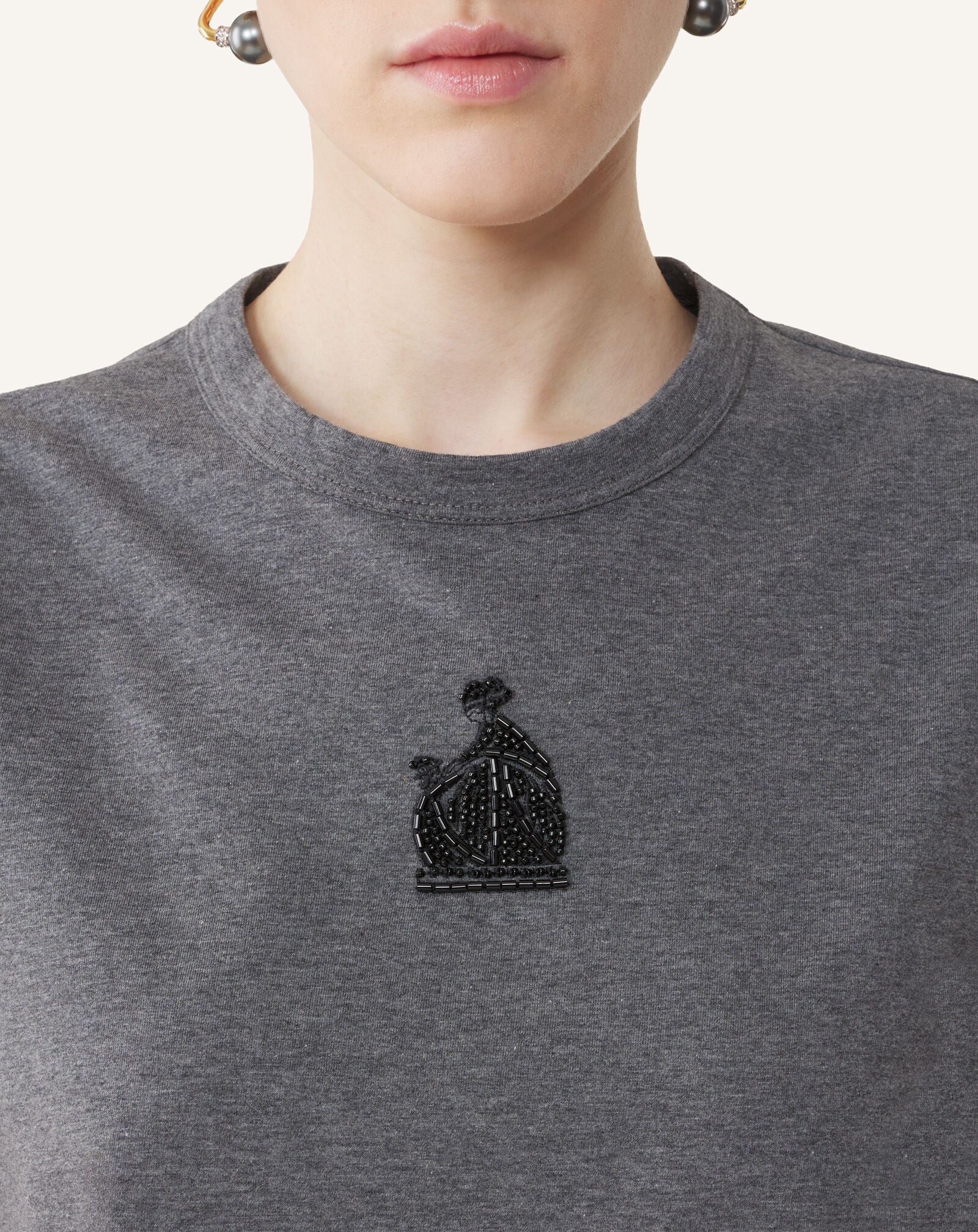 Lanvin EMBROIDERED "M&D" LOGO T-SHIRT Dark Grey Melange RWTS0030J060A26