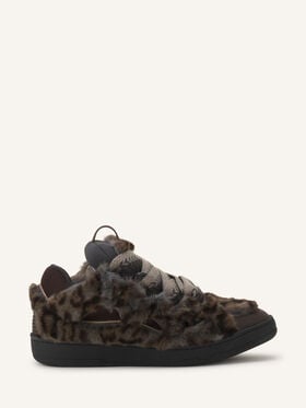 Lanvin SNEAKERS CURB EN FAUSSE FOURRURE Gris/Marron Foncé FUSKDK12FAFUA26