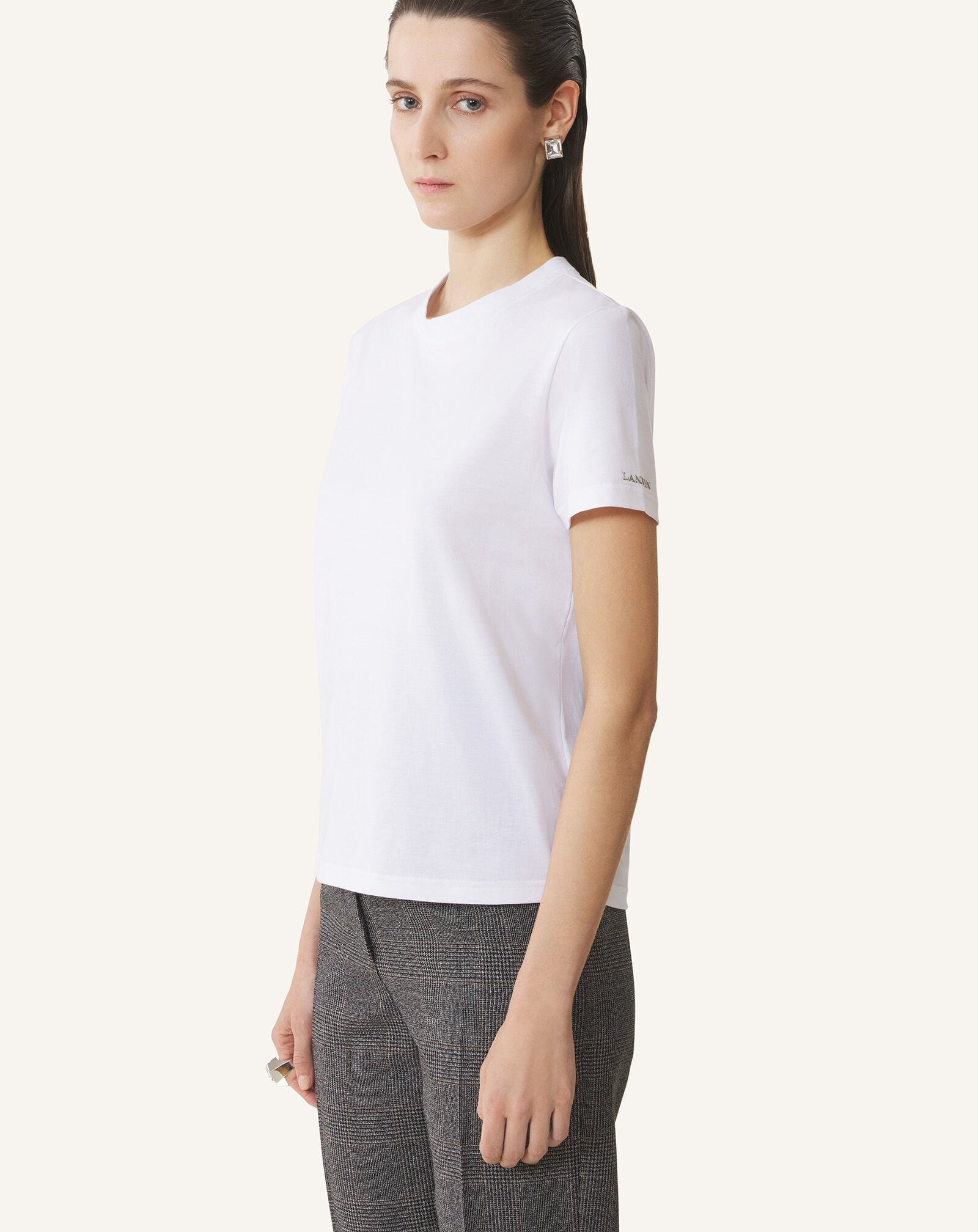 COTTON T-SHIRT WITH RIBBON DETAIL Lanvin COTTON T-SHIRT WITH RIBBON DETAIL Optic White RWTS0024J040H25